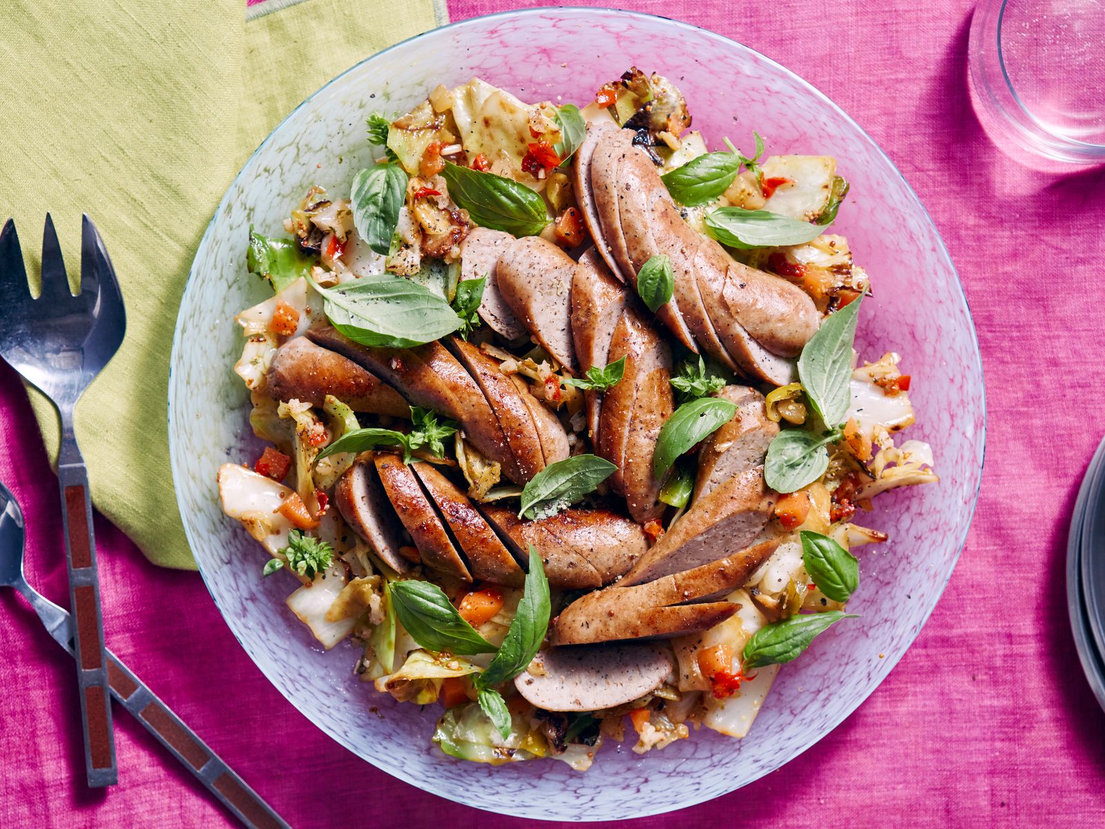 Sausage With Charred Cabbage and Giardiniera