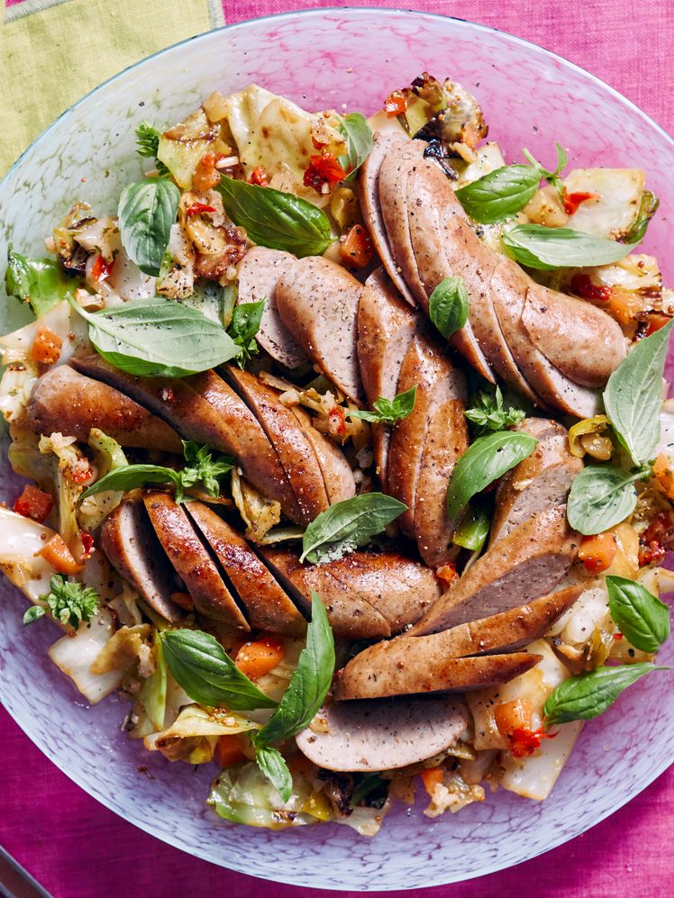 Sausage With Charred Cabbage and Giardiniera