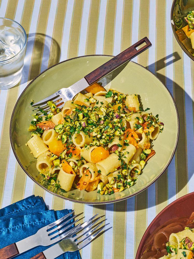 Sun Gold Tomato Pasta With Pistachio Gremolata